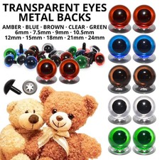 Transparent Colour Eyes with Metal Safety Backs - Teddy Bear Soft Toy Doll Makes