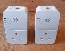 2x BT Flex 600 Broadband Extender Powerline Passthrough Adapters