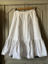 Vintage Heavy Cotton & Lace Petticoat / Slip White Cotton UK 8