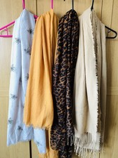 ladies scarf bundle x4 grey buzzy bee gold leopard wrap pashmina neck shawl xmas