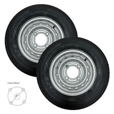 Pair of 165 R13C Trailer Wheel & Tyres 4 stud 5.5" PCD Ifor Williams