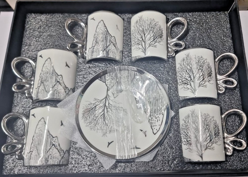 White silver porcelain - silver,