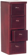 Dolls House 4 Drawer File Storage Cabinet Mahogany Miniature Study Furniture