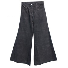 Womens Black Corduroy Trousers Baggy Flared Stretch Cords Bell Bottom Bellbottom