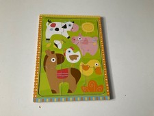 Farmyard Wooden jig saw puzzle on a board. Nine Pieces. Good condition
