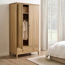 Dusk Nell 2 Door Wardrobe with Drawer Storage Light Wood RRP £269