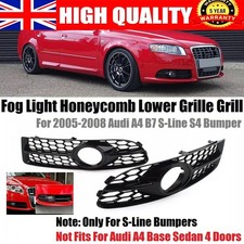For Audi A4 B7 S-Line S4 2005-2008 Gloss Black Honeycomb Lower Fog Light Grille_