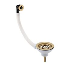 Nuie Kitchen Sink Pull Out Waste with 90mm Strainer & Overflow Brushed Brass