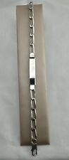 Sterling Silver Men’s ID Bracelet With Long Link Chain 