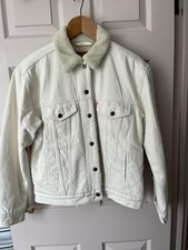White Denim Levi’s Jacket With Borg Collar Woman’s Size L
