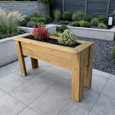 Long Raised Wood Planter
