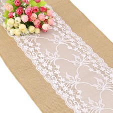 Time to Sparkle 10pcs 30x275cm Hessian Table Runners Lace Vintage Rustic Burlap