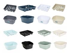 RECTANGULAR WASHING UP BOWL BASIN AND LARGE DISH DRAINER RACK PLATE HOLDER 2 PC 