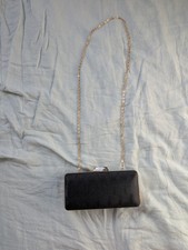 Primark Hardcase Clutch Shoulder Bag Black Gold Purse Bag