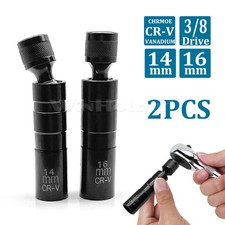 2Pcs Car Magnetic Thin Wall Spark Plug Socket Removal Tool 12 Pt Drive 14mm+16mm