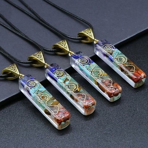 Natural stone orgonite pendant - natural,