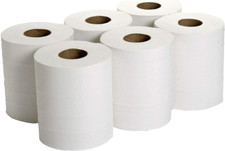 18 WHITE ROLL Centre Feed Rolls Embossed White Hand Towels Office Workshop 2Ply