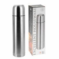 1 Litre Stainless Steel Thermos Flask | Double Walled Insulated Vacuum Flask
