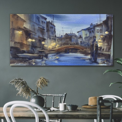 Painting bridge boats - bridge, river
