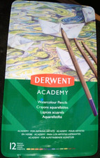 Derwent Academy Watercolour Pencils. 12 pack tin. For Aspiring Artists.Fast post
