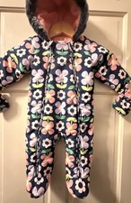 M&S Baby Girls Bold Floral Pramsuit Snowsuit All In One Jacket Coat 3 - 6 Months