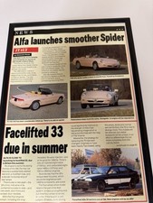 Framed Original Alfa Romeo Spider S4 33 Magazine Picture Feature Review Retro