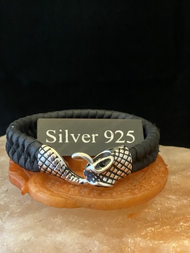 Silver and leather snake - silver,