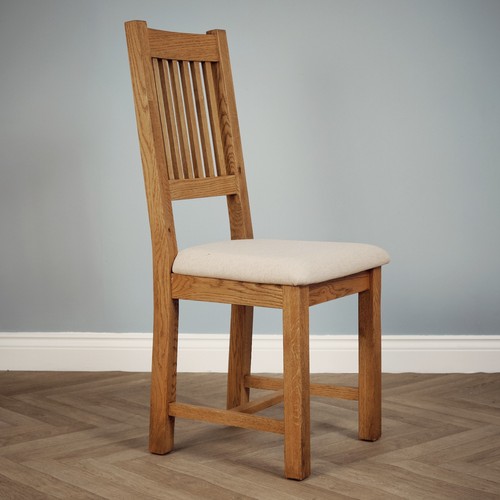 Rustic oak dining chair with - oak,