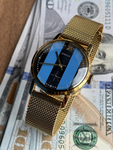 Watch pobeda blue mechanical - watch,