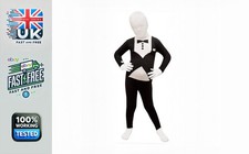 Kids Slenderman Morphsuit Boys Girls Scary Halloween Fancy Dress Costume Size M