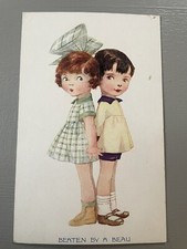 VINTAGE C.W. FAULKNER POSTCARD, ''BEATEN BY A BEAU''