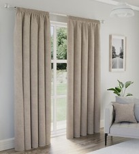 Blackout Curtains Thermal Lined Pencil Pleat Top 66x90" Texture Curtains Natural