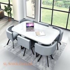  White  Wooden  Dining Table &
