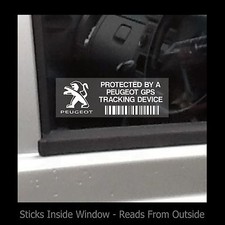 Protected by Peugeot GPS Tracker Device - Window Sticker / Sign - Security, Car