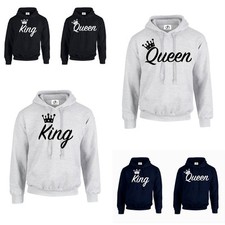 KING QUEEN CROWN 01 HOODIE JUMPER MR MRS valentines day Couple Matching (HOOD)