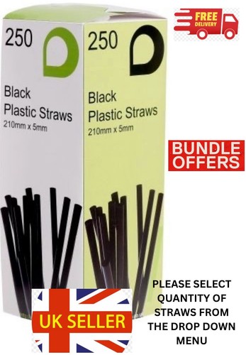 5mm black bendy straws - bendy, 210mm