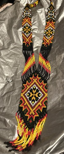Multicolor glass beaded bib - glass,