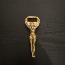Vintage Bottle Opener Brass Nude Naked Lady Barware Bar Novelty used 