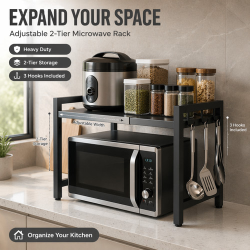 Adjustable microwave oven rack - adjustable,