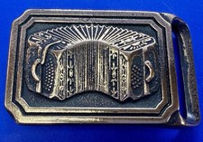 Accordion Squeeze Box Musical Instrument Vtg. 1981 Tech Ether Guild Belt Buckle