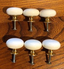 6 WHITE CERAMIC KNOBS CUPBOARD DOOR PULL DRAWER HANDLE BATHROOM KITCHEN
