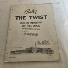 Bally The Twist  Pin Ball Machine operation instructions Parts Catalog Manual