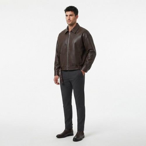 Mens brown faux leather - brown, jacket