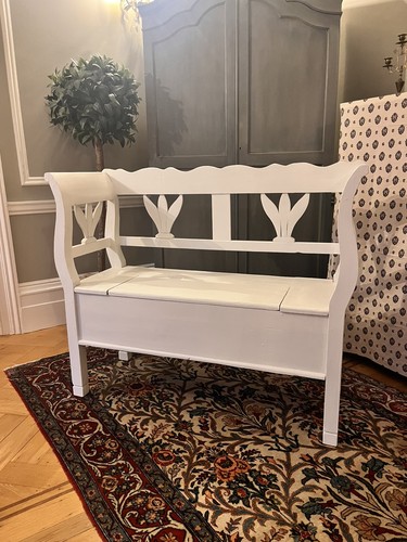 Antique white bench settle - antique,
