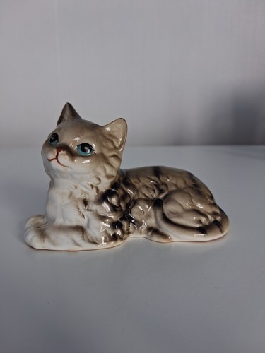 Vintage tabby cat with blue - vintage,