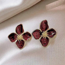 Earrings Flower Gold Glazed