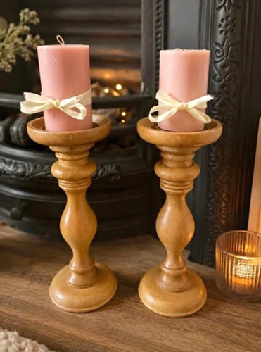 Pair wooden pillar - pillar, candle