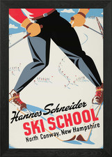 Ski School Vintage Poster