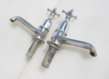 Large Victorian Bath Taps Chromed Brass Old Chrome Antique Nickel Long Spout