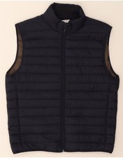 ZARA Mens Padded Gilet UK 40 Large Navy Blue Polyester LJ13